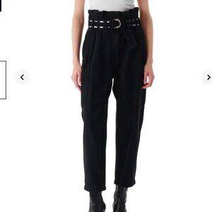 NWOT IRO Paris Black Belted Tapered Mid-Rise Malti Jeans Sz 0/XS